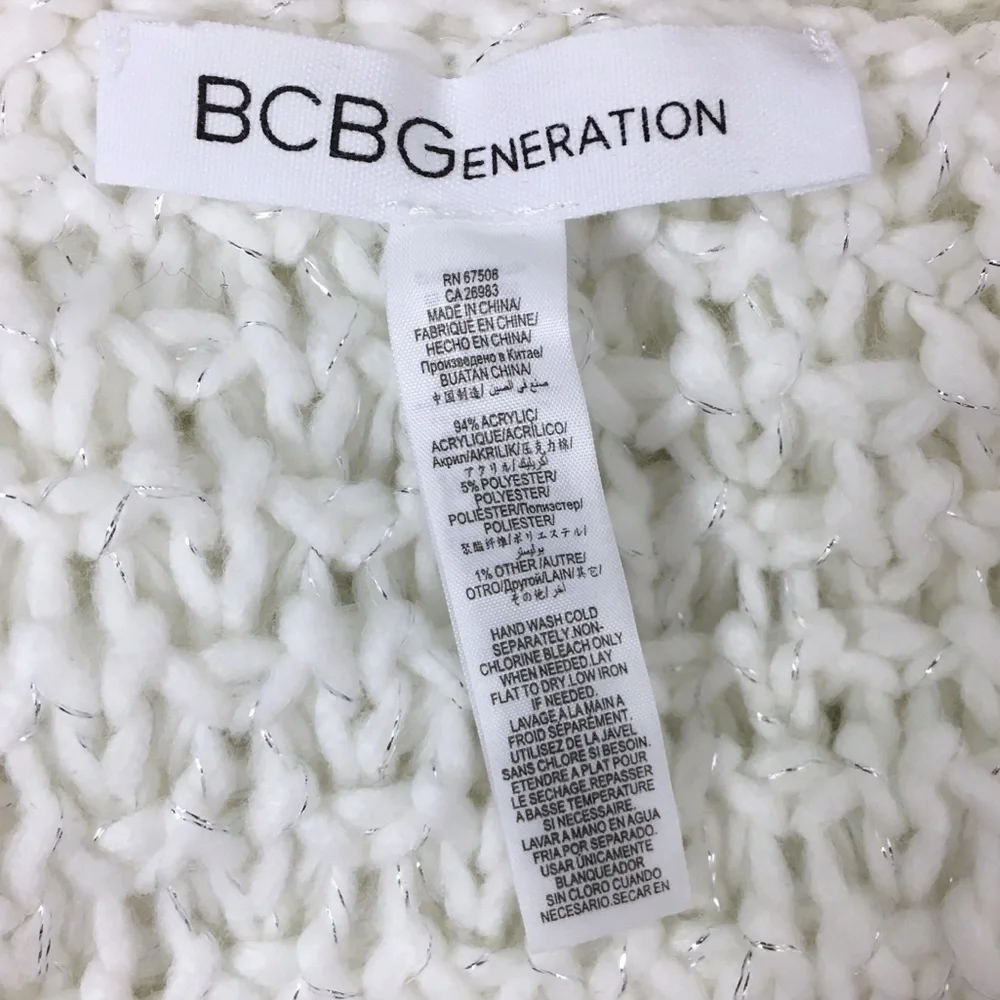 2 Scarf Lot BCBGeneration Infinity Knit Handmade Metallic Ruffle Lace Minimalist